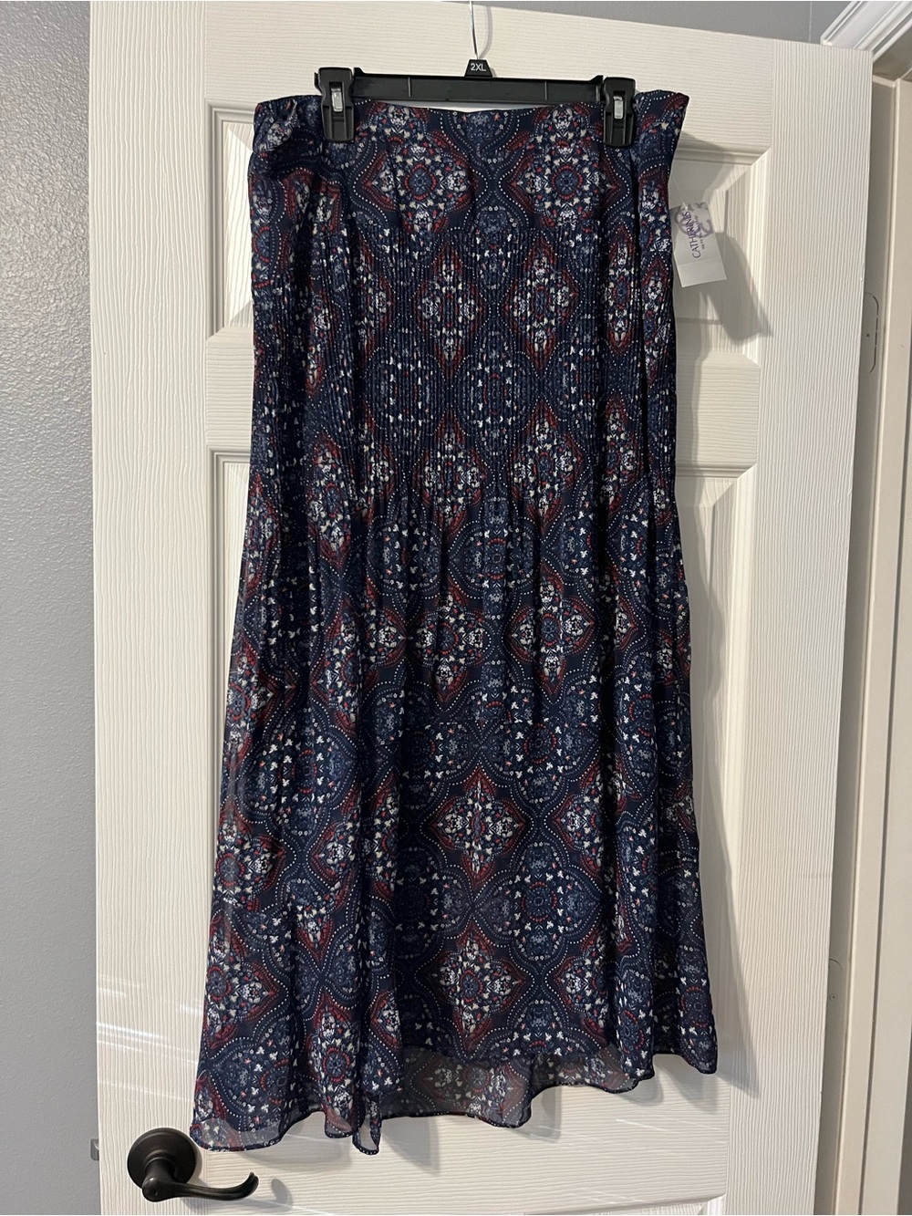 Navy and Red Paisley Maxi Skirt NWT
